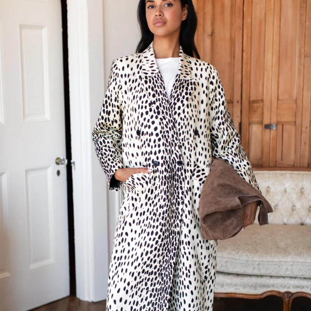 NWOT Emerson Fry Bowery Coat Leopard Linen S
